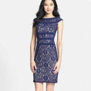 Adrianna Papell Blue Lace Mini Dress